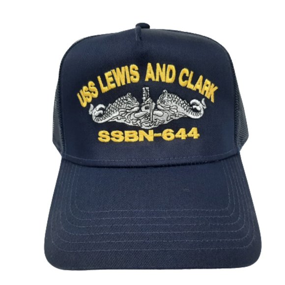 USS Lewis And Clark SSBN-644 Mesh Snapback Cap Hat Navy Blue Boat Naval Ship - Picture 2 of 4